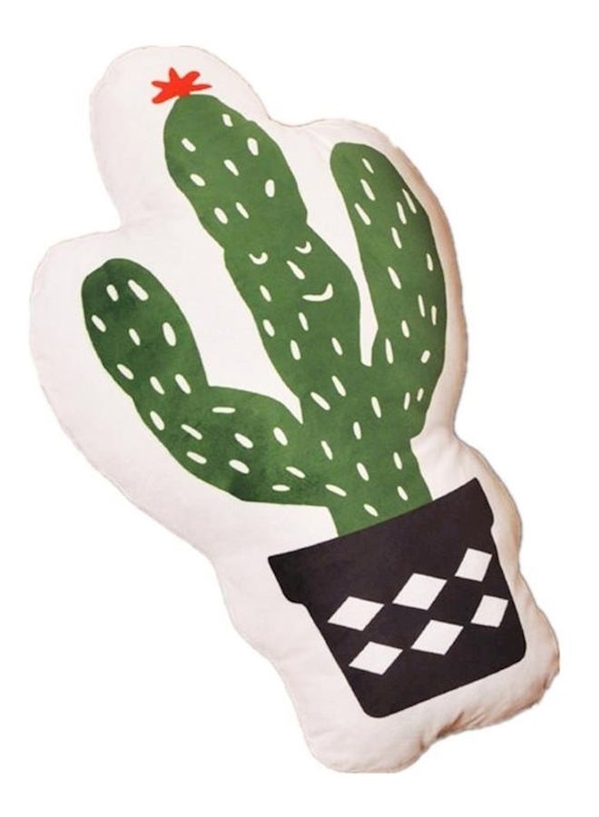 Creative Cactus Shaped Decorative Throw Pillow White/Green/Black 55cm