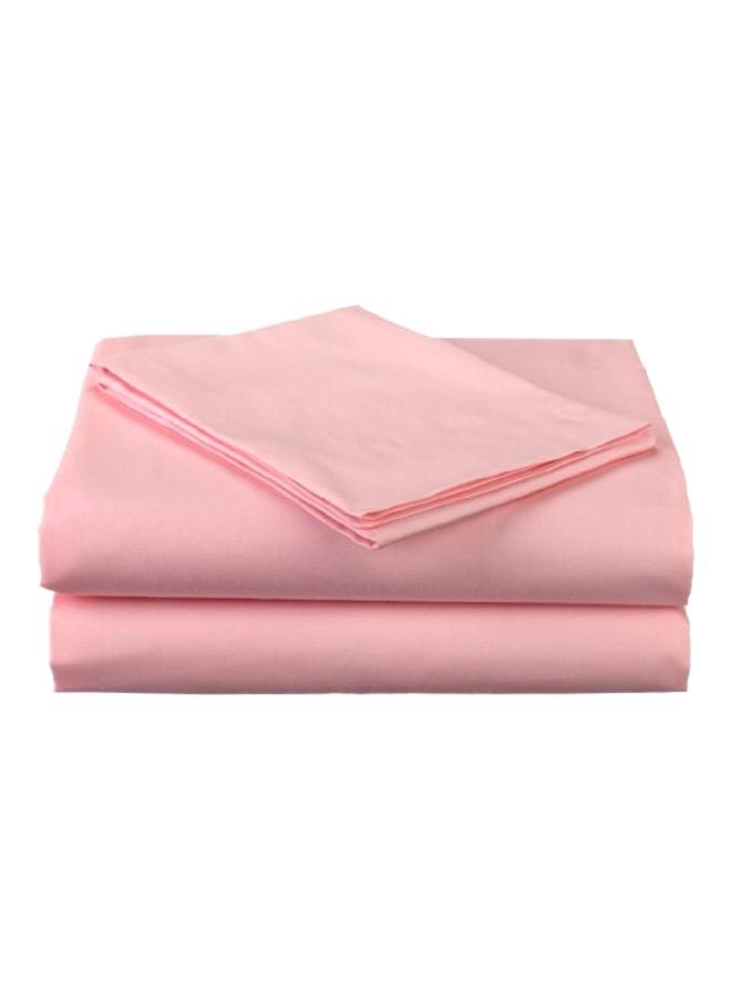 3-Piece Cotton Percale Bedding Sheet Set Pink 10x10x4inch