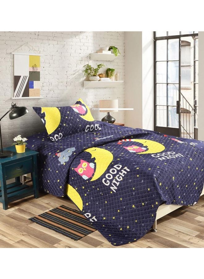 3-Piece Good Night Printed Comforter Set polyester Blue/Yellow/Pink