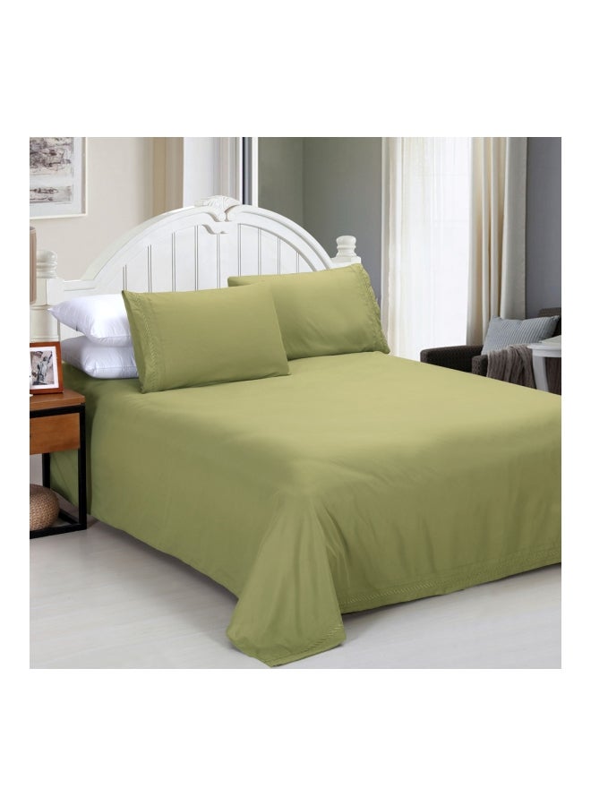 4-Piece Shads Embroider Duvet Covers Set Polyester Green