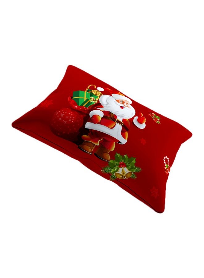 4-Piece 3D Santa Printed Duvet Cover Set Polyester Red/White/Green Full