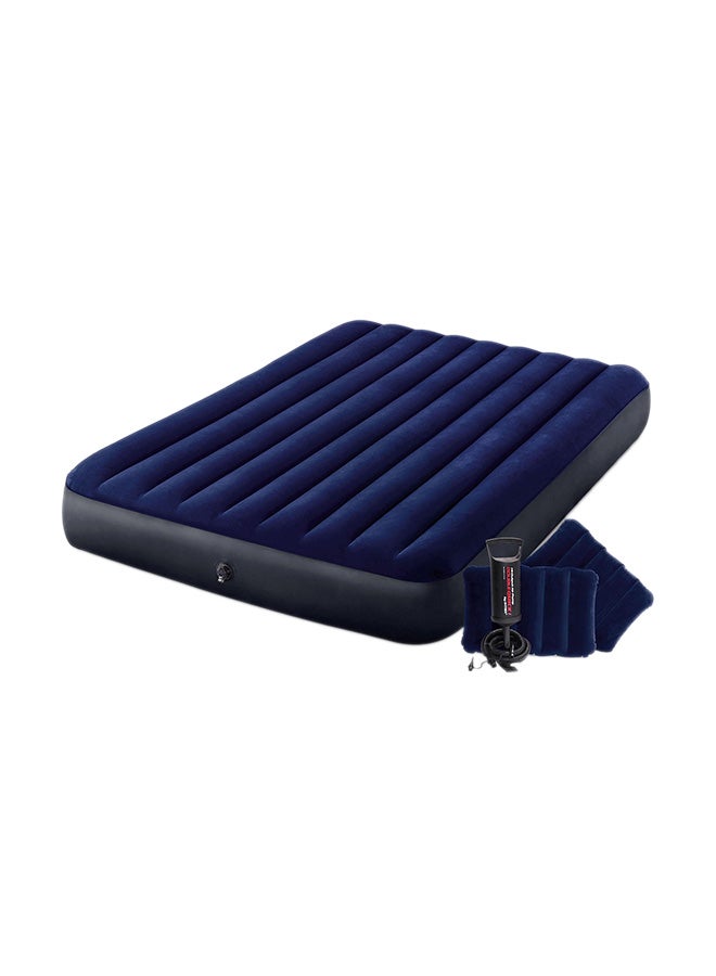 Dura Beam Classic Downy Airbed With Hand Pump Queen Size PVC Blue/Grey