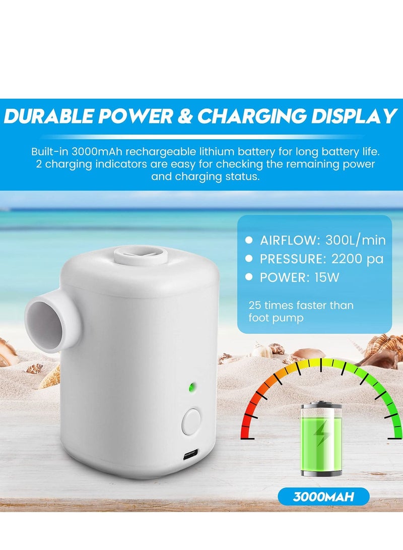 2 In 1 Air Pump with 4 Nozzles Wireless Electric Pump with 3000mah Battery Quick Fill Air / Deflate Camping Electric Pump Portable Quick Inflatable Bed Pump