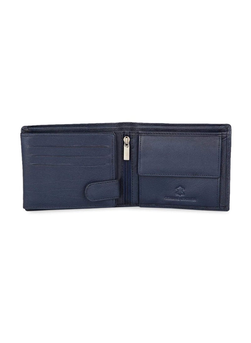 India Blue Leather Mens Wallet & Belt Combo Set Blue