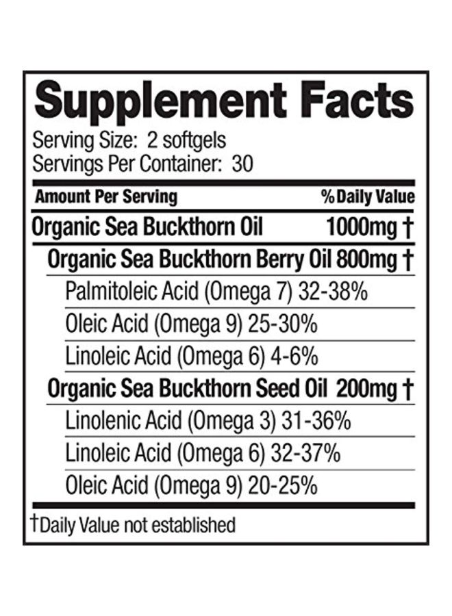 Sea Buckthorn Oil Blend With Omega-7 500mg - 60 Softgels