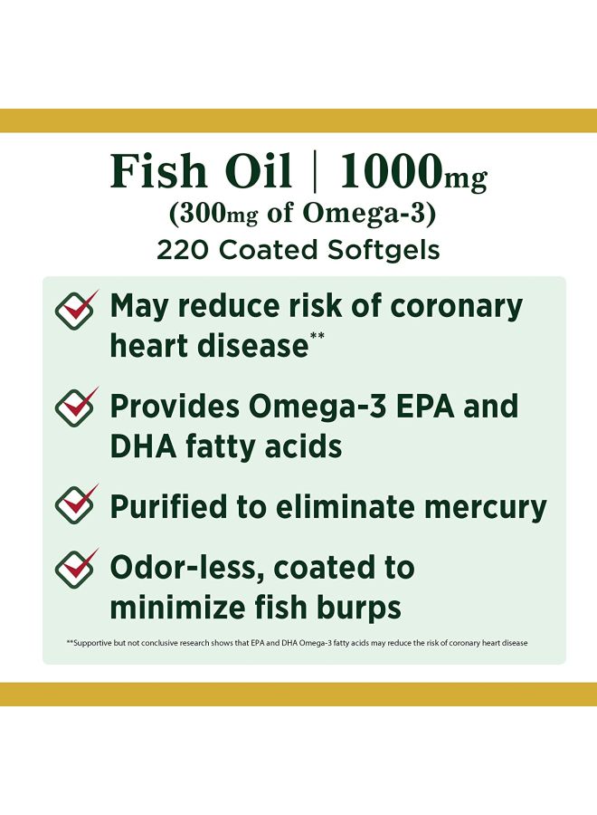 Fish Oil Dietary Supplement - 220 Softgels