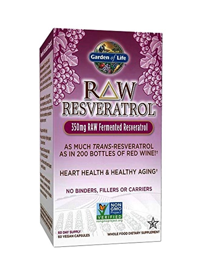 Raw Resveratrol Dietary Supplement - 60 Capsules