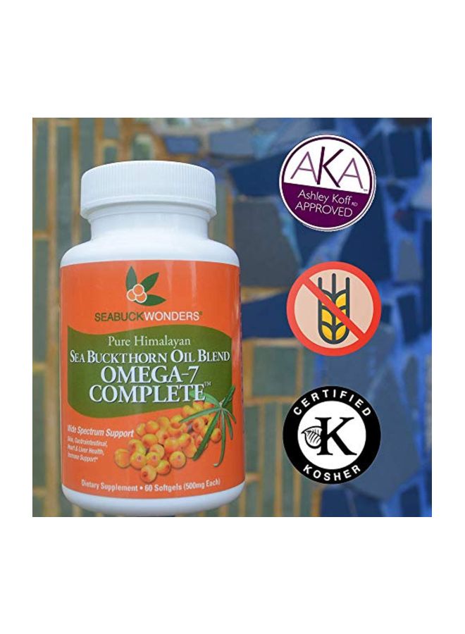 Pure Himalayan Sea Buckthorn Oil Blend Omega 7 Dietary Supplement 500 Mg - 120 Softgels
