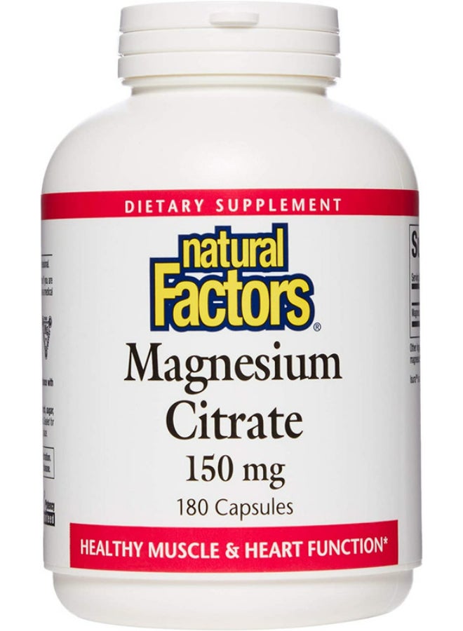 Magnesium Citrate Dietary Supplement 150mg - 180 Capsules