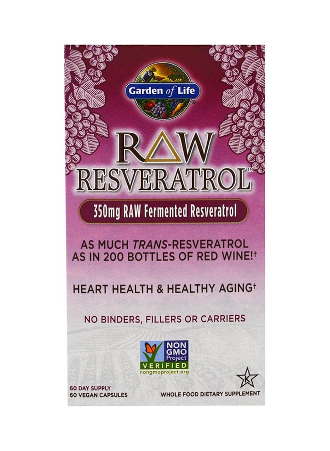 Raw Resveratrol Dietary Supplement 350 mg - 60 Vegan Capsules