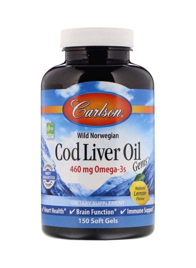 Cod Liver Oil Gems Omega-3 Dietary Supplement 460 mg - 150 Soft Gels