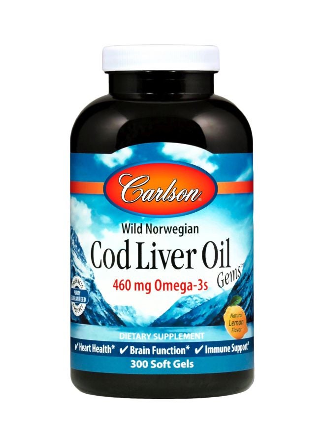 Wild Norwegian Cod Liver Oil 460mg Dietary Supplement - 300 Softgels