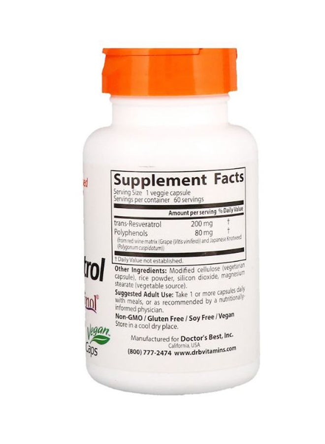 Trans-Resveratrol 200 Supplement - 60 Capsules