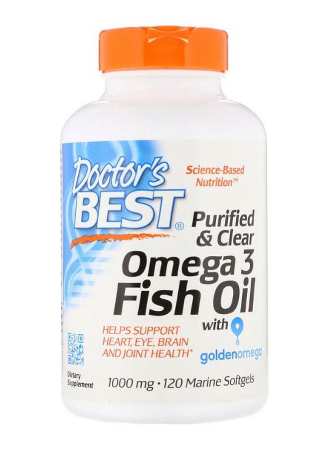 Purified And Clear Omega 3 Fish Oil Dietary Supplement - 120 Softgels