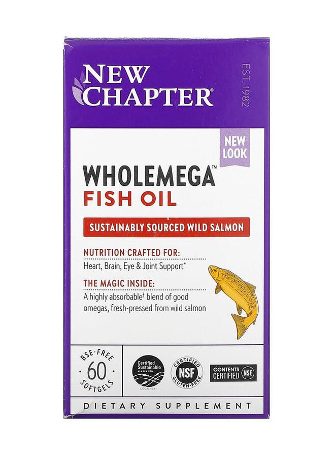 Wholemega Extra Virgin Wild Alaskan Salmon Oil Fish Oil-60 Softgels