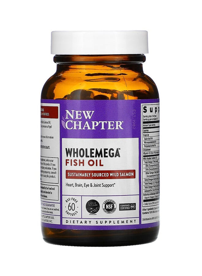 Wholemega Extra Virgin Wild Alaskan Salmon Oil Fish Oil-60 Softgels