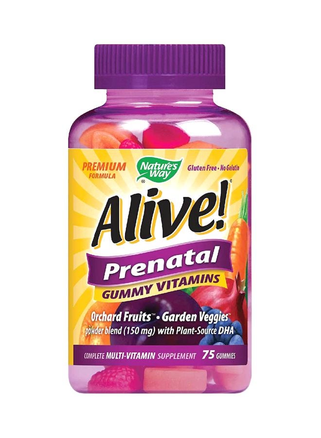 Alive! Prenatal Multi-Vitamin With Plant DHA Dietary Supplement - 75 Gummies