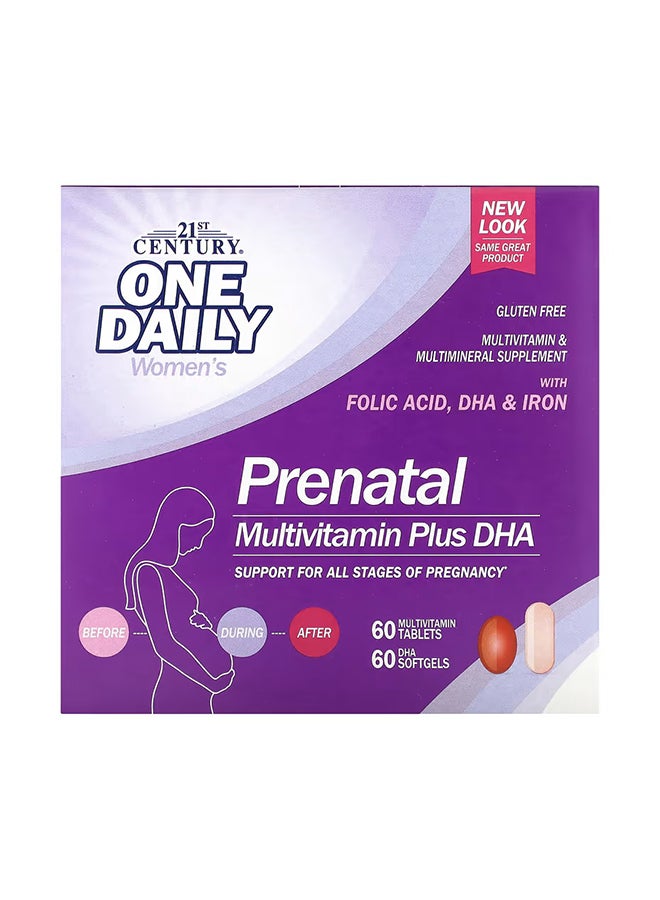 Prenatal Multivitamin/Mineral Plus DHA Dietary Supplement - 60 Tablets/60 Softgels