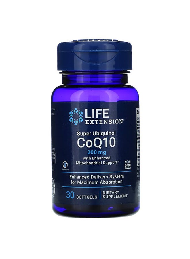 Super Ubiquinol COQ10 With Enhanced Mitochondrial Support 200 Mg - 30 Softgels