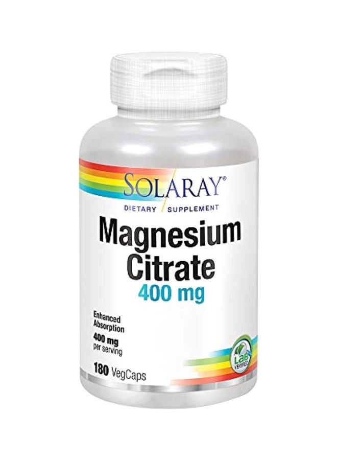 Magnesium Citrate Dietary Supplement 400mg - 180 Veg Capsules