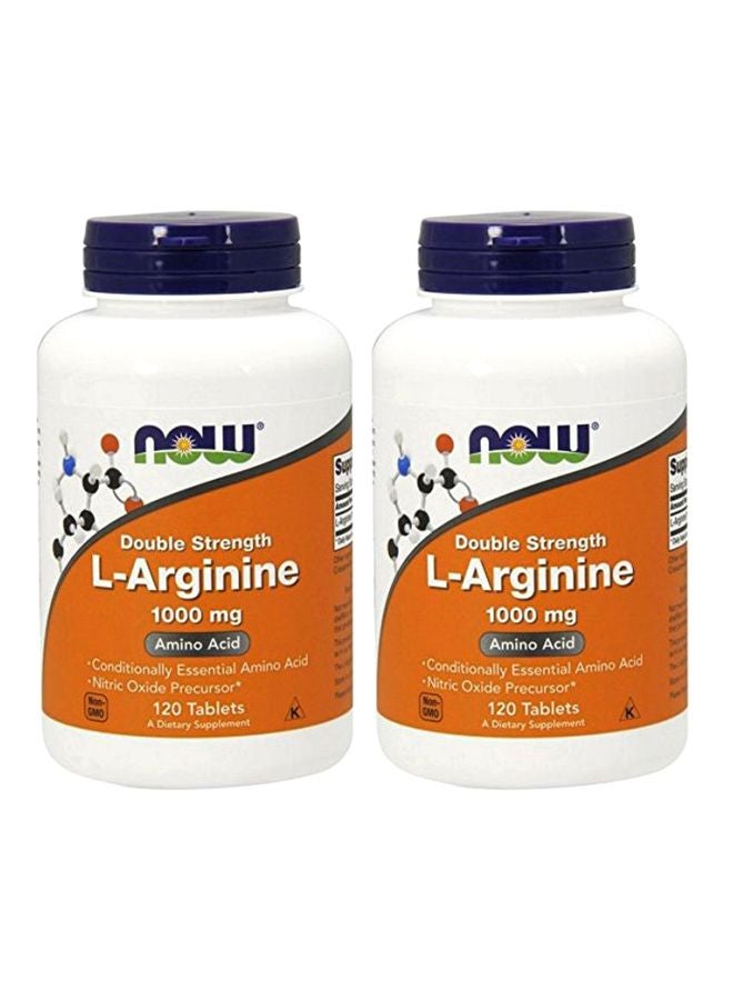2-Piece Doluble Strength L-Arginine 1000 mg Dietary Supplement - 120 Tablets