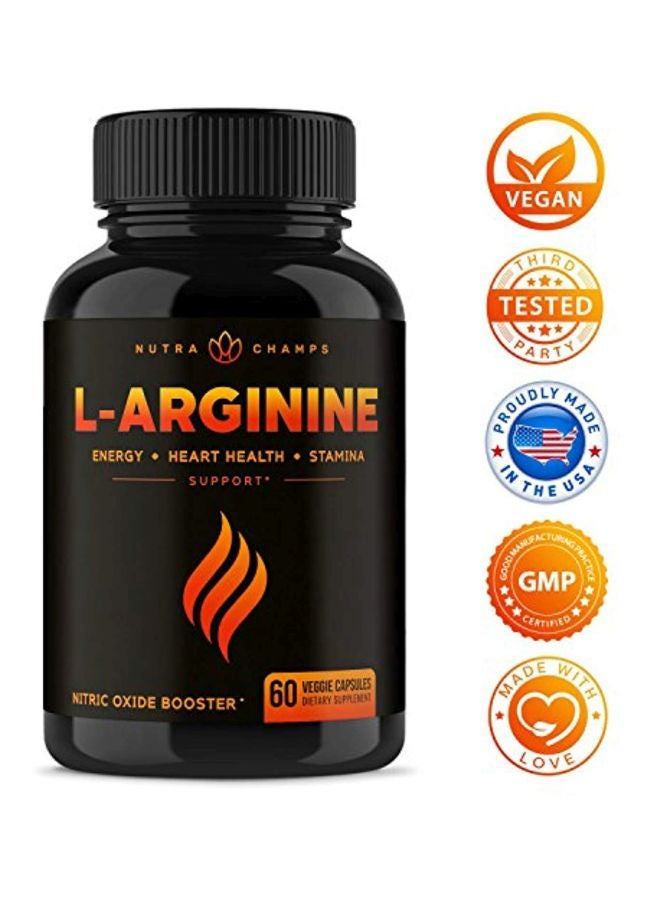 L-Arginine Nitric Oxide Supplement 1500 mg - 60 Veg Capsules