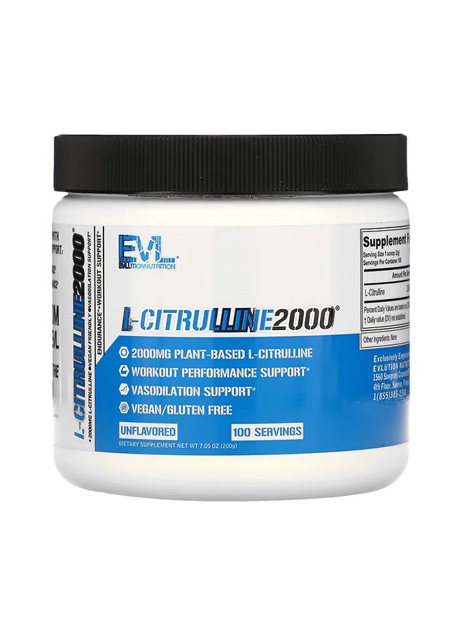 L-Citrulline 2000 Dietary Supplement 7.5 Oz (200 G)