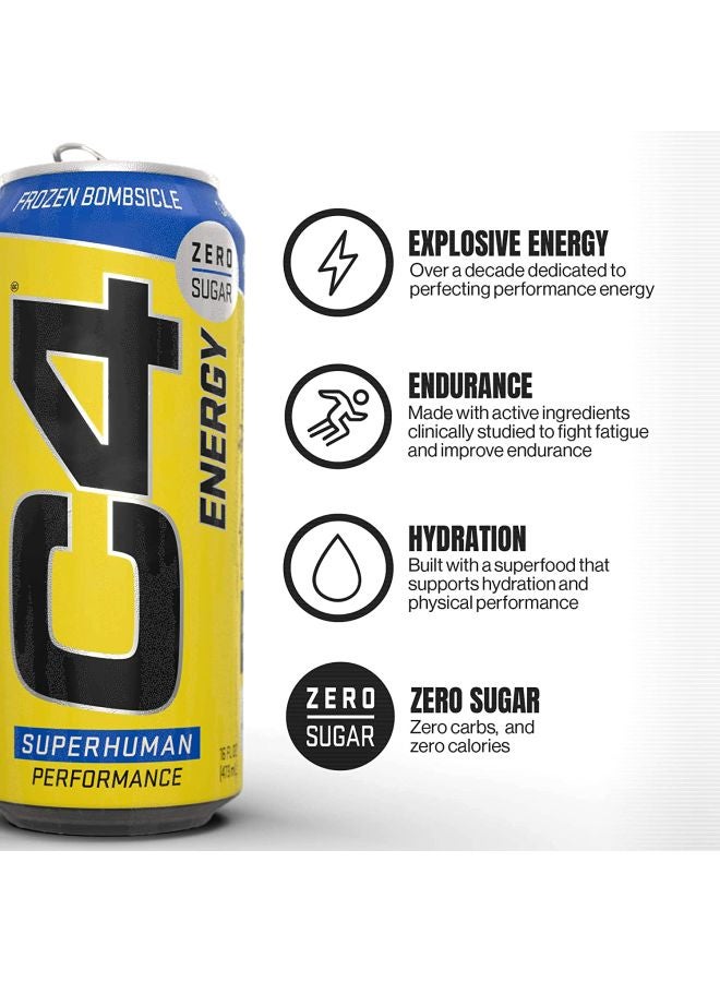 C4 Original Pre-Workout Energy Ready to Drink - Frozen Bombsicle - Pack of 12