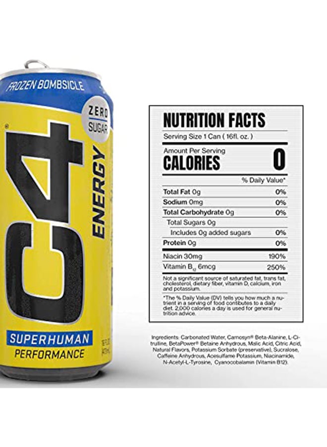 C4 Performance Energy Drink Zero Sugar Sport Plus Fitness Strawberry Watermelon Ice 473ml - Pack of 12