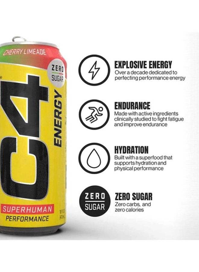 C4 Performance Energy Drink Zero Sugar Sport Plus Fitness  Cherry Limeade 473ml - Pack of 12