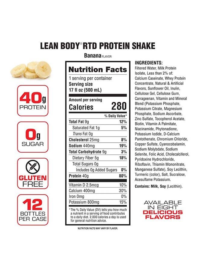 12-Piece Lean Body Ready To Drink Protein Shake-Banana