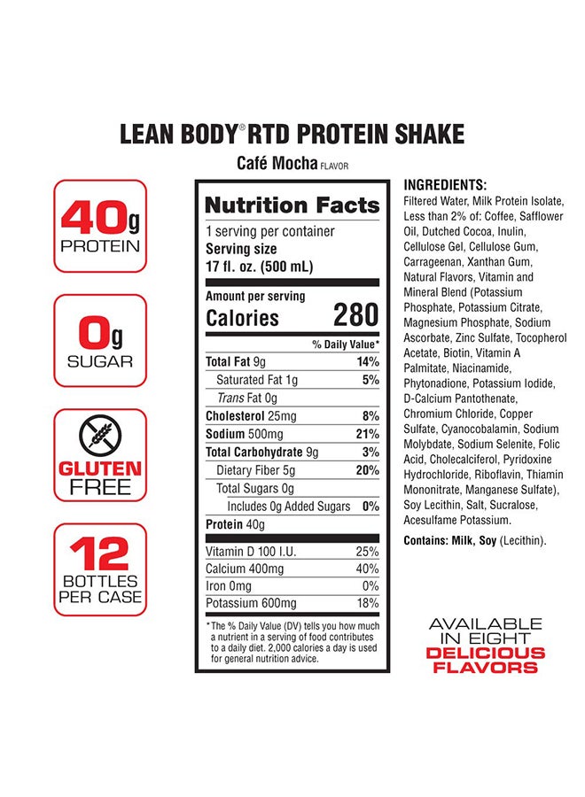 12-Piece Lean Body Ready To Drink Protein Shake-Café Mocha