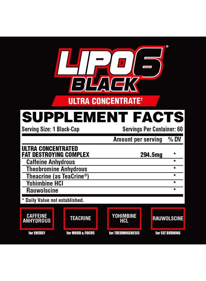 Ultra Concentration Lipo 6 Black Supplement 60  Capsules