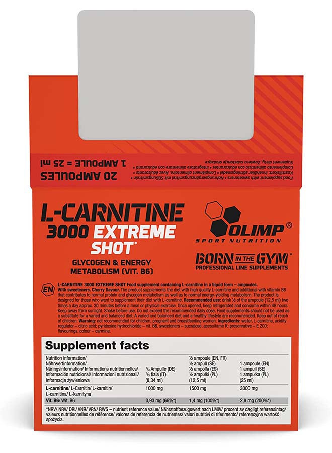 L-Carnitine 3000 Extreme Shot Orange 20 x 25 ml