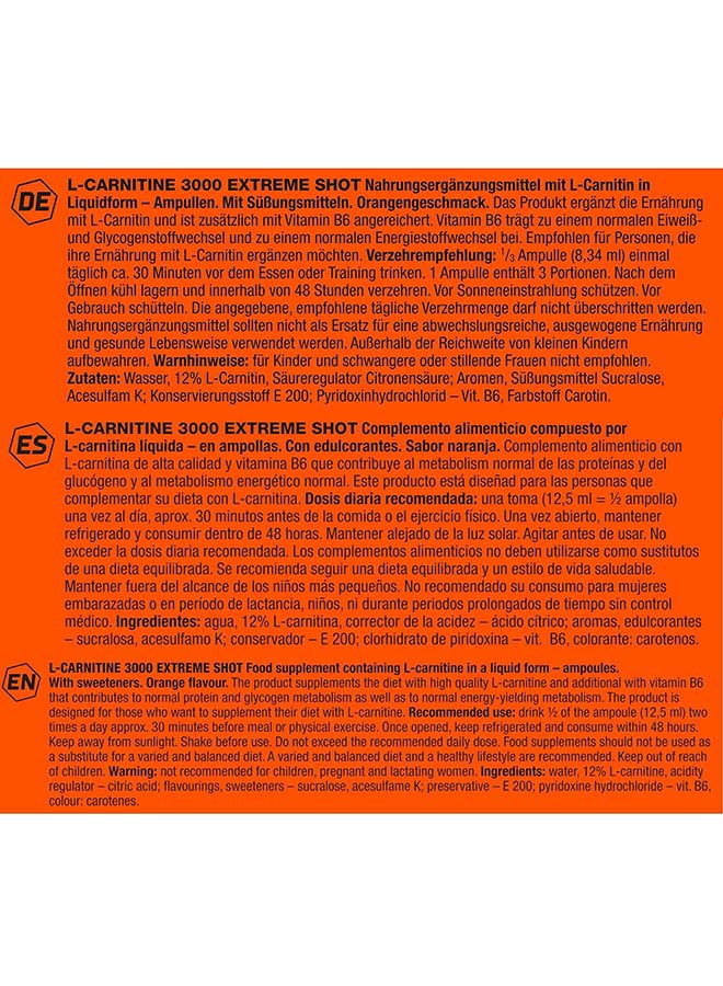 L-Carnitine 3000 Extreme Shot Orange 20 x 25 ml