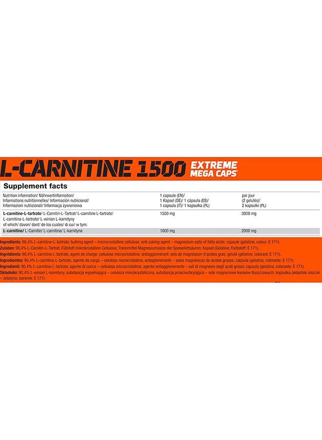 L-Carnitine 1500 Extreme Mega Caps 120 Capsules
