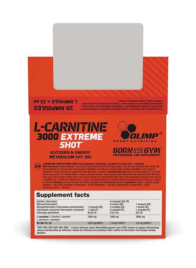 L-Carnitine 3000 Extreme Shot 25 Ml x 20 Pcs Cherry