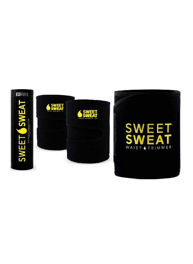 Sweet Sweat Premium Quality Waist Trimmer And Thigh Trimmer With Workout Enhancer Stick