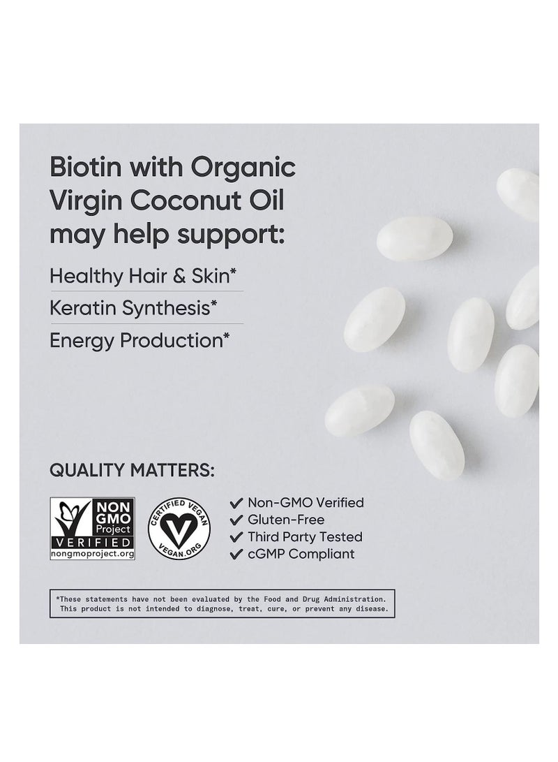 Biotin Supports Hair and Skin Made with Coconut Oil 10,000 mcg, 120 Veggie Softgels