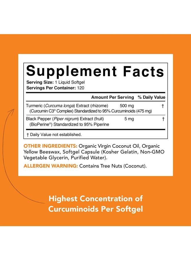 C3 Complex Turmeric Curcumin 500mg - 120 Softgels