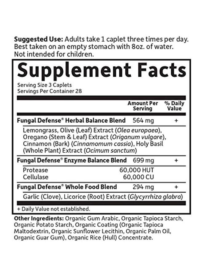Fungal Defense Whole Food Dietary Supplement - 84 Vegan Caplets