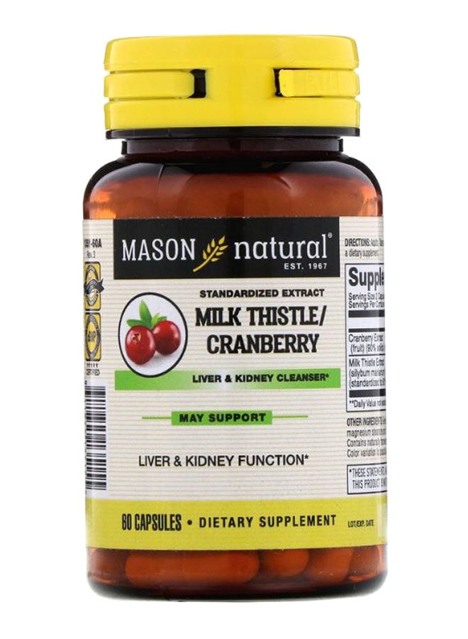 Milk Thistle Cranberry Liver And Kidney Cleanser - 60 Capsules