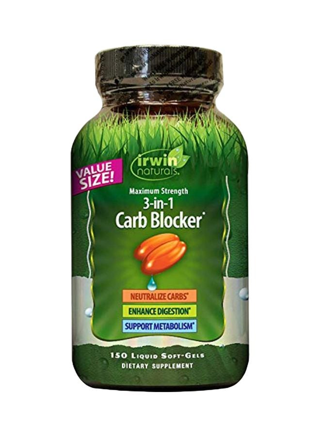 Pack of 2 3-In-1 Carb Blocker Dietary Supplement - 150 Liquid Softgels