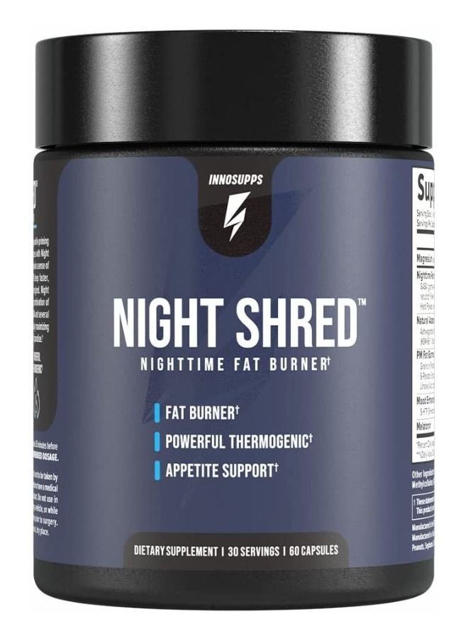 Inno Supps Night Shred Time Fat Burner Natural Sleep Support Appetite Suppressant & Weight Loss 60 Veg Capsules