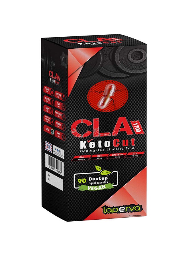 CLA Keto Cut Fat Burner - Weight Loss & Muscle Tone Support, Keto-Friendly with Natural Caffeine & Vitamin B12, Gluten-Free & Non-GMO - 90 Duo Cap