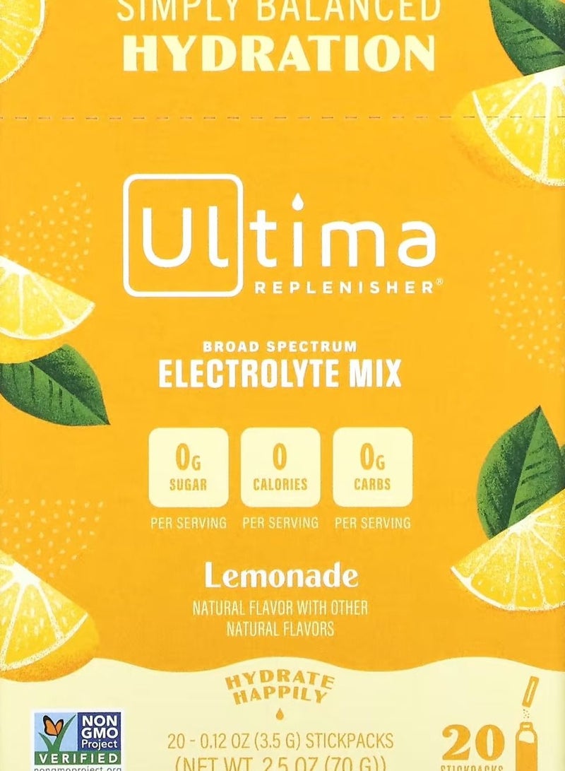 Electrolyte Drink Mix Lemonade 20 Packets 0.12 oz 3.5 g