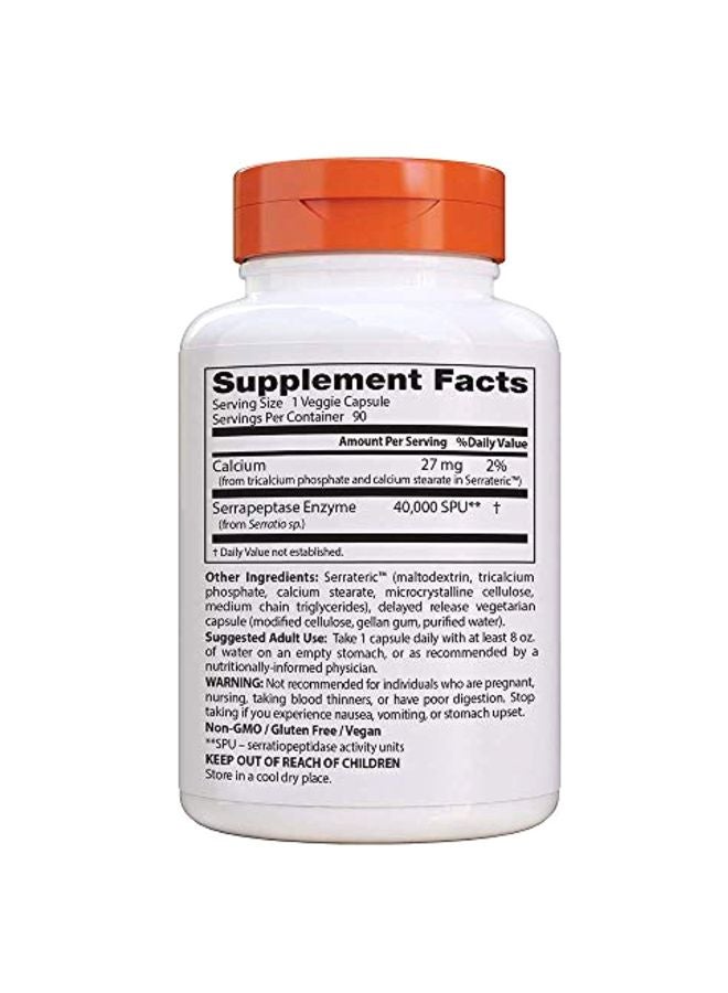 Serrapeptase 40,000 SPU Dietary Supplement - 90 Veggie Caps