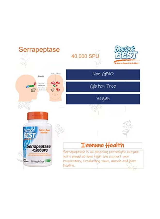 Serrapeptase 40,000 SPU Dietary Supplement - 90 Veggie Caps