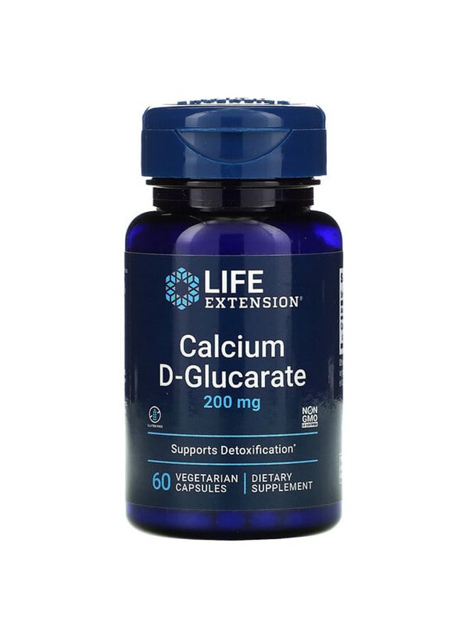 Calcium D-Glucarate 200mg Supplements - 60 Vegetable Capsules