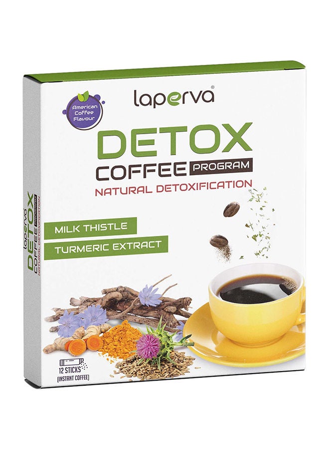 Detox Coffee with Milk Thistle and Turmeric, American Coffee Flavor, 12 Sticks - Supports Liver and Digestive Health, Natural Energy Boost